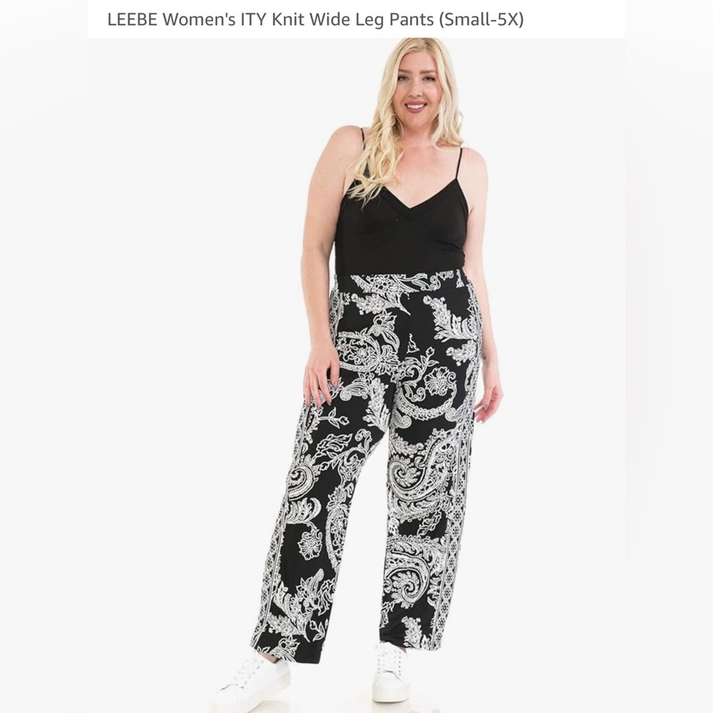LEEBE Women's ITY Knit Wide Leg Pants